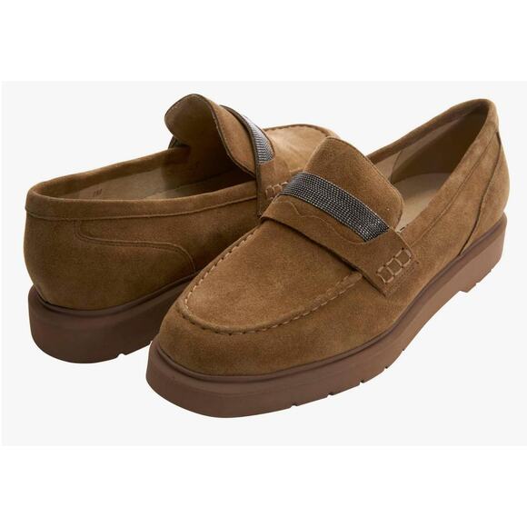 Vaneli Kimmo Loafers Tobacco Nival Suede Size 8 Comfy Moccasin Sihouette - Picture 1 of 13
